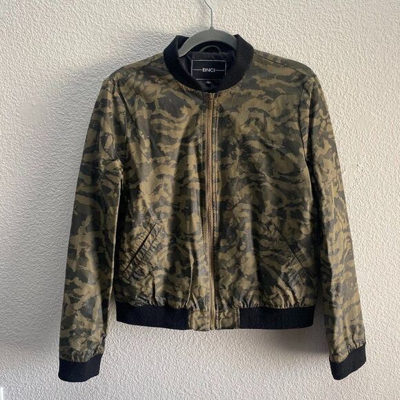 BNCI by Blanc Noir Camo Moto Jacket Full Zip Size Large - Picture 1 of 4